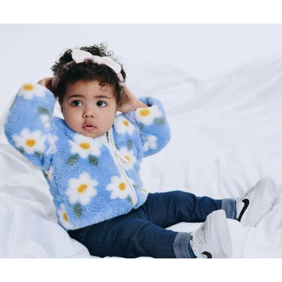 Little Me Floral Print Fleece Hoodie, Long Sleeve Top & Leggings Set c - Picture 3 of 8